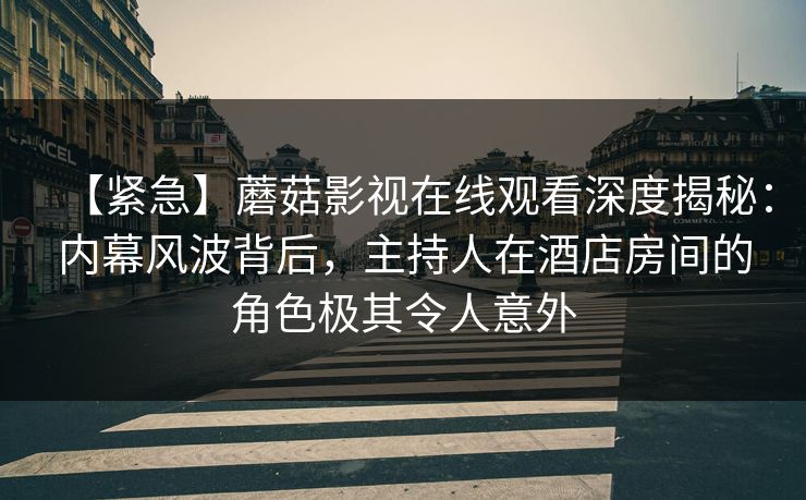 【紧急】蘑菇影视在线观看深度揭秘：内幕风波背后，主持人在酒店房间的角色极其令人意外