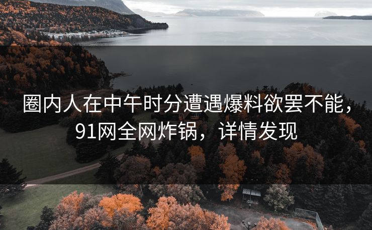 圈内人在中午时分遭遇爆料欲罢不能，91网全网炸锅，详情发现
