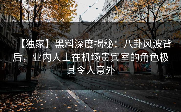 【独家】黑料深度揭秘：八卦风波背后，业内人士在机场贵宾室的角色极其令人意外